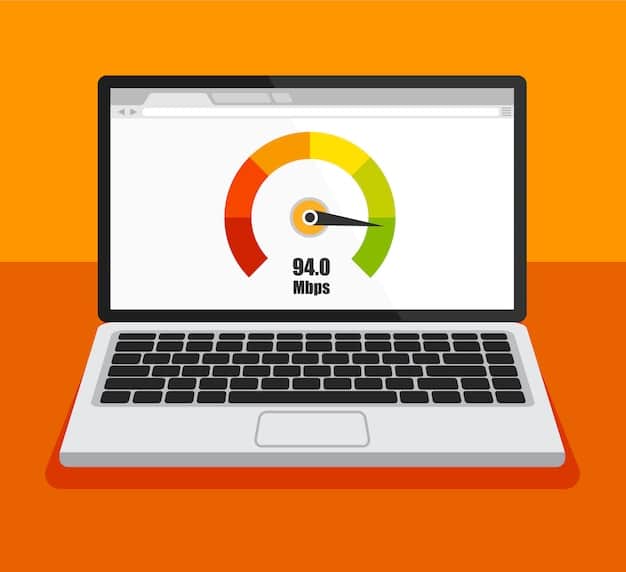 A speed test result on a computer showing a fast download and upload speed. The test is performed against a clean, modern interface, emphasizing the importance of a fast and stable internet connection for 4K streaming.