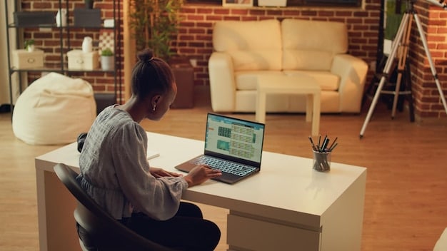 A person sitting at a desk, reviewing different internet plan options on a laptop, with a tablet displaying a popular streaming service and a smartphone showing a speed test result in the background. The scene emphasizes the process of researching and selecting an internet plan tailored to streaming needs.