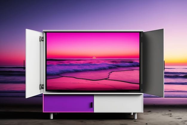 A vibrant display of the Roku home screen on a large smart TV, clearly showing a variety of streaming app icons, emphasizing the breadth of content available. Different members of a family are seen in the background, suggesting a shared viewing experience.