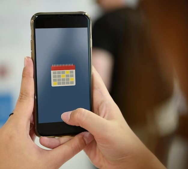 A hand holding a smartphone displaying a calendar app. The calendar has reminders set for the expiration dates of various streaming service free trials.