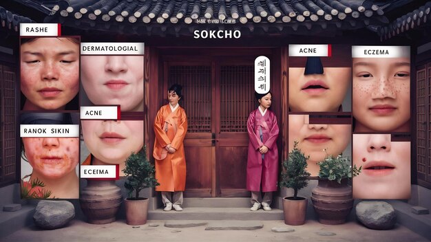 A split image showcasing traditional vs modern Korean beauty products alongside comparable American brands, emphasizing the differences in ingredients and marketing.