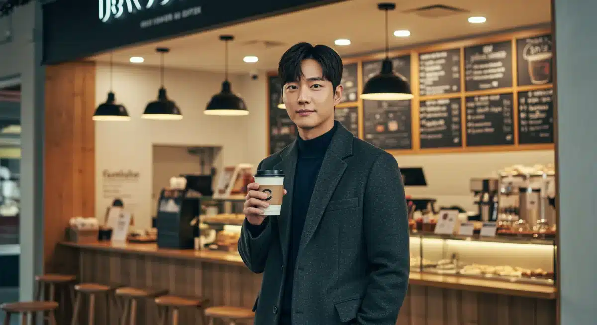 K-Drama actor promoting their new coffee shop business