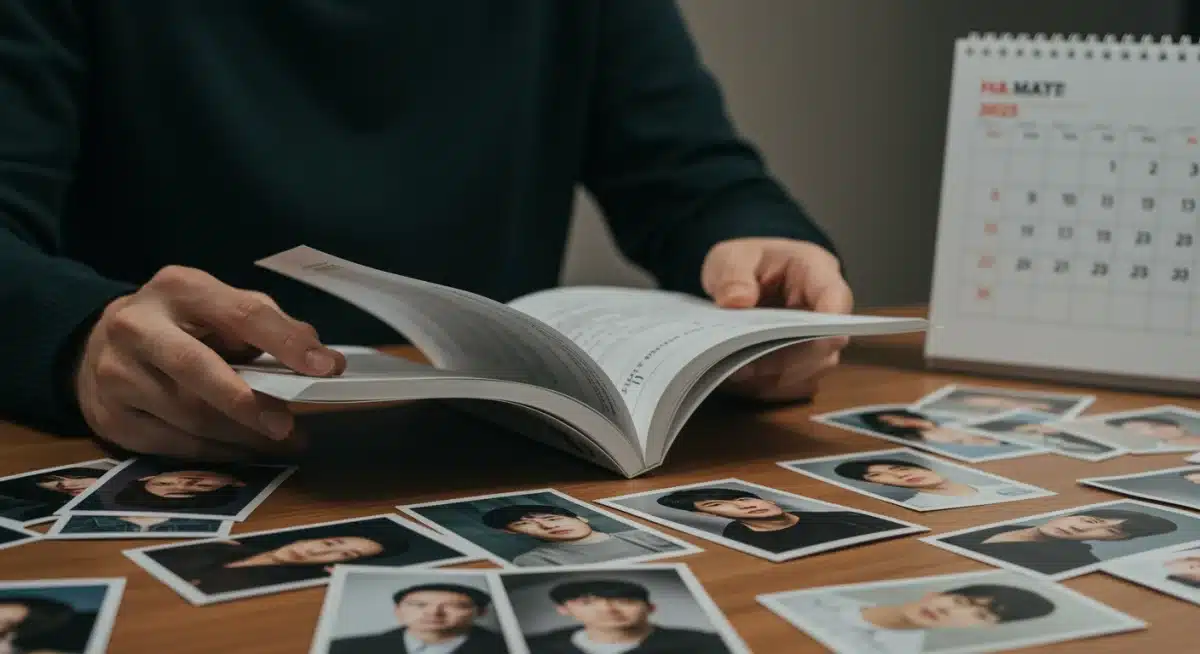 Casting director reviewing headshots for a K-drama, symbolizing the intricate process of actor selection.