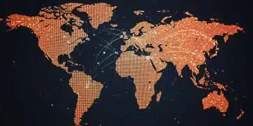 Mapa digital do Brasil com fluxos de dados e gráficos de análise, representando o uso de big data e analytics para decisões estratégicas e lucros em empresas brasileiras.