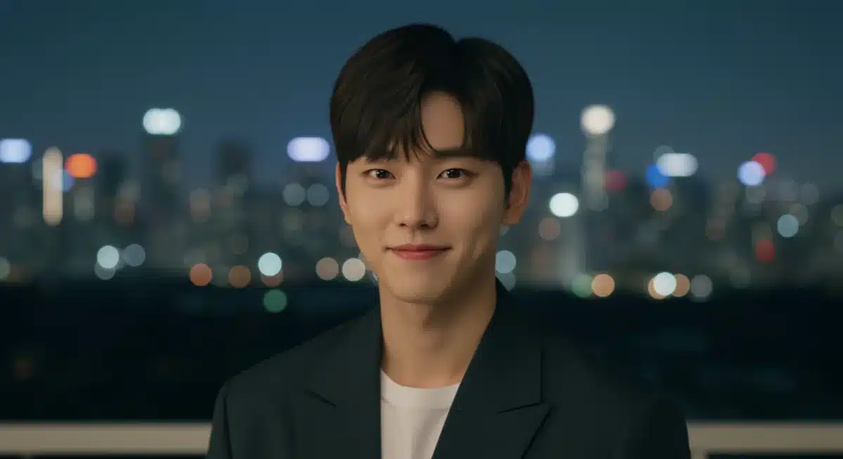 Charismatic K-drama actor captivating audiences, symbolizing global appeal and streaming success.