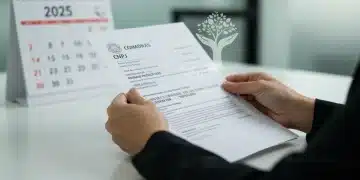 Mãos segurando um documento de CNPJ com um fundo sutil de projeto social, simbolizando formalização em 2025.