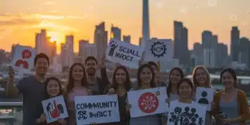 Pessoas diversas colaborando para um projeto social, simbolizando sucesso em crowdfunding no Brasil.