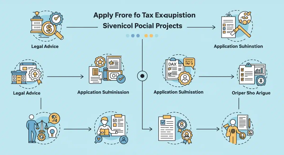 Fluxograma detalhado dos passos para solicitar a isenção de impostos para projetos sociais.