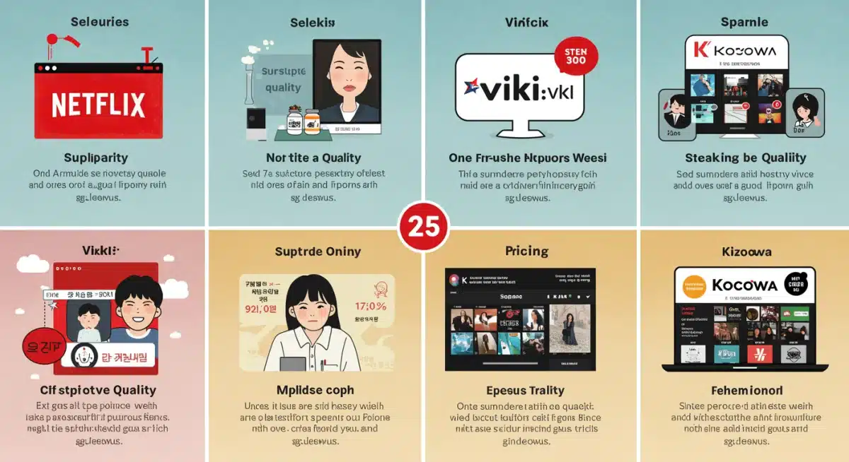 Infographic comparing K-drama streaming platform features and subscription costs in the US.