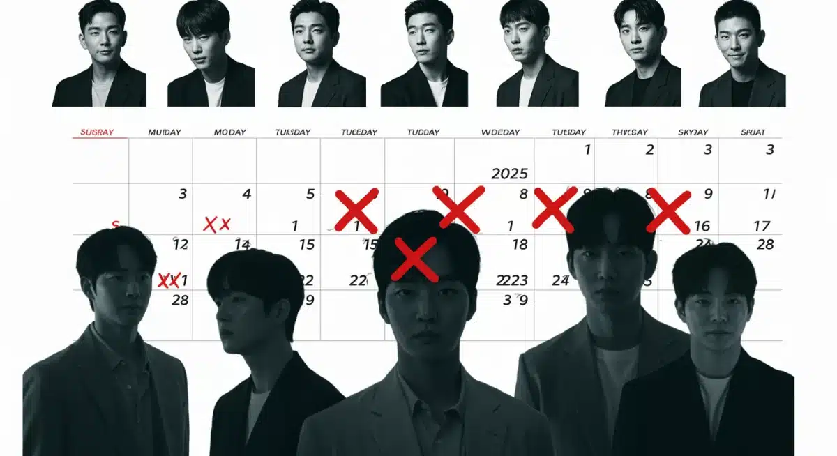 Calendar marking K-drama release delays in 2025 due to labor issues