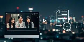 K-Drama streaming interface with regulatory overlay for 2025 changes