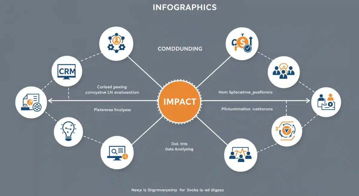 Infográfico mostrando a integração de ferramentas digitais para otimizar o impacto social de projetos.