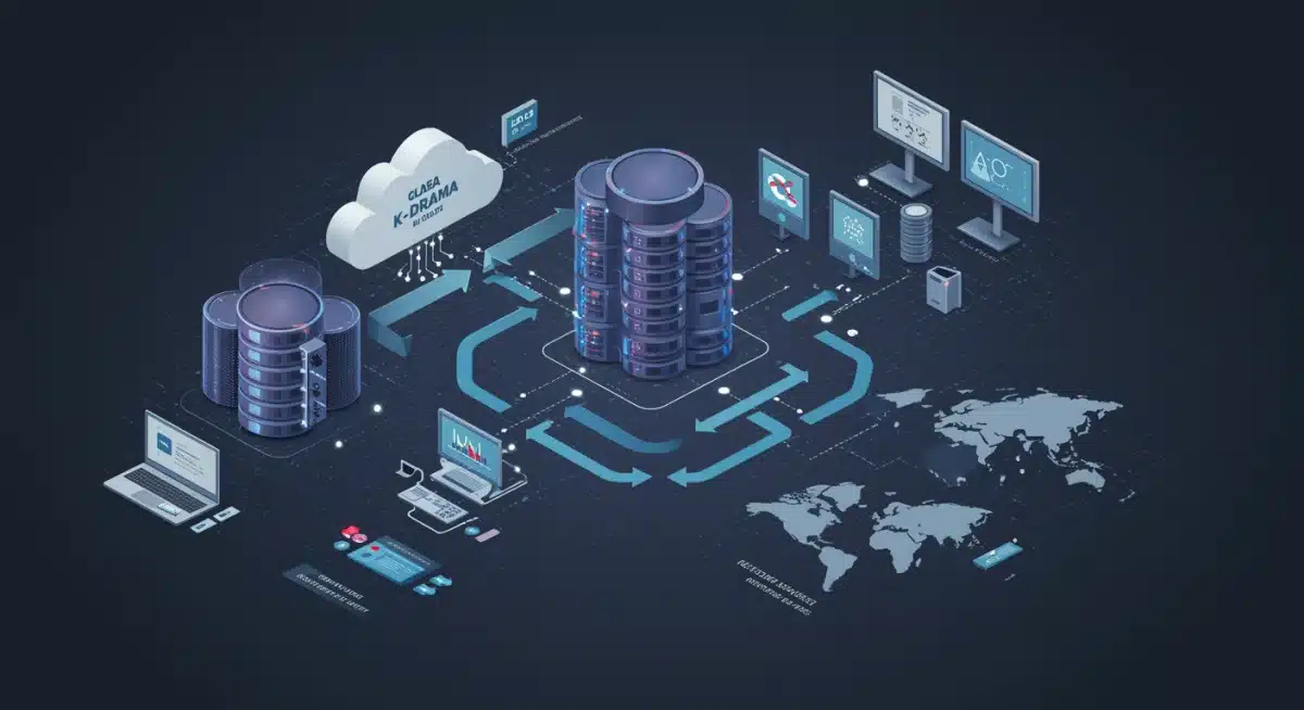 Infográfico de infraestrutura de nuvem para distribuição de K-Dramas
