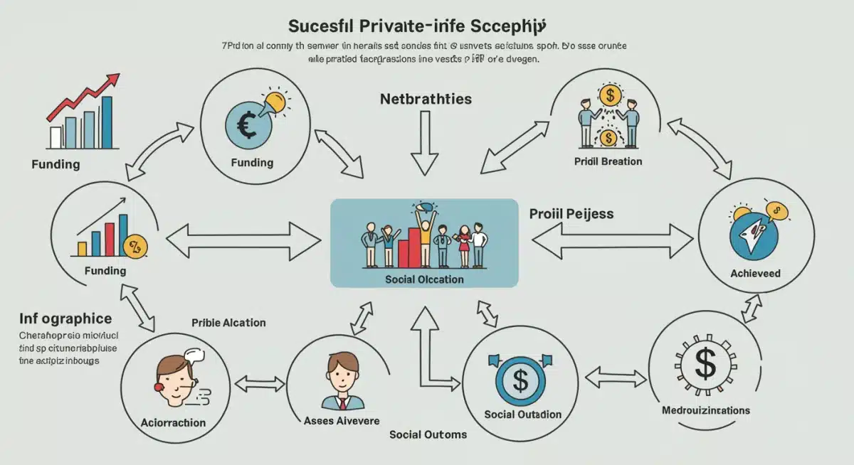 Infográfico detalhado sobre o fluxo financeiro e estrutura de investimento de uma PPP em projeto social.