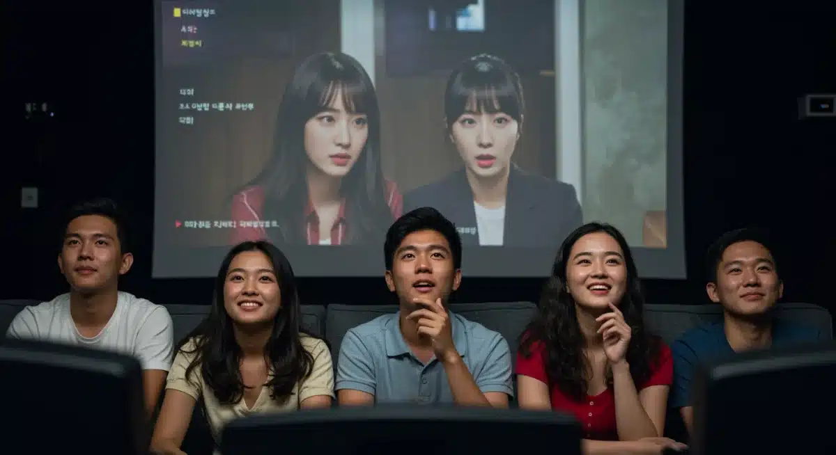 Fãs assistindo K-Drama com legendas em português geradas por IA