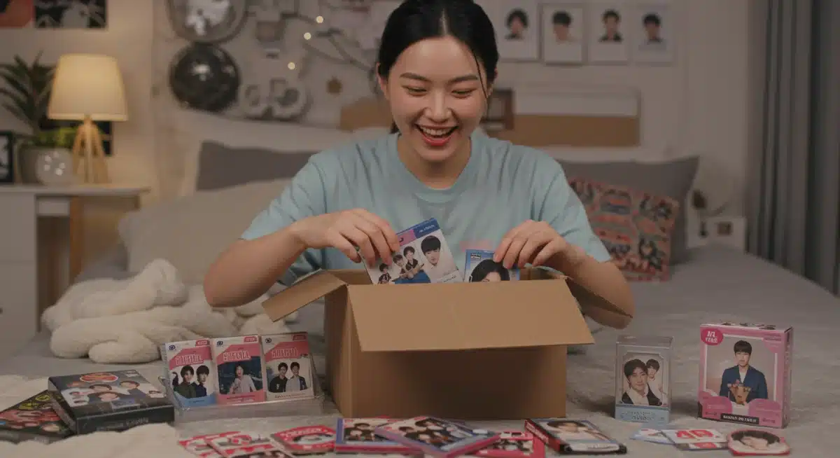 Fã de K-Drama desembalando novos produtos oficiais