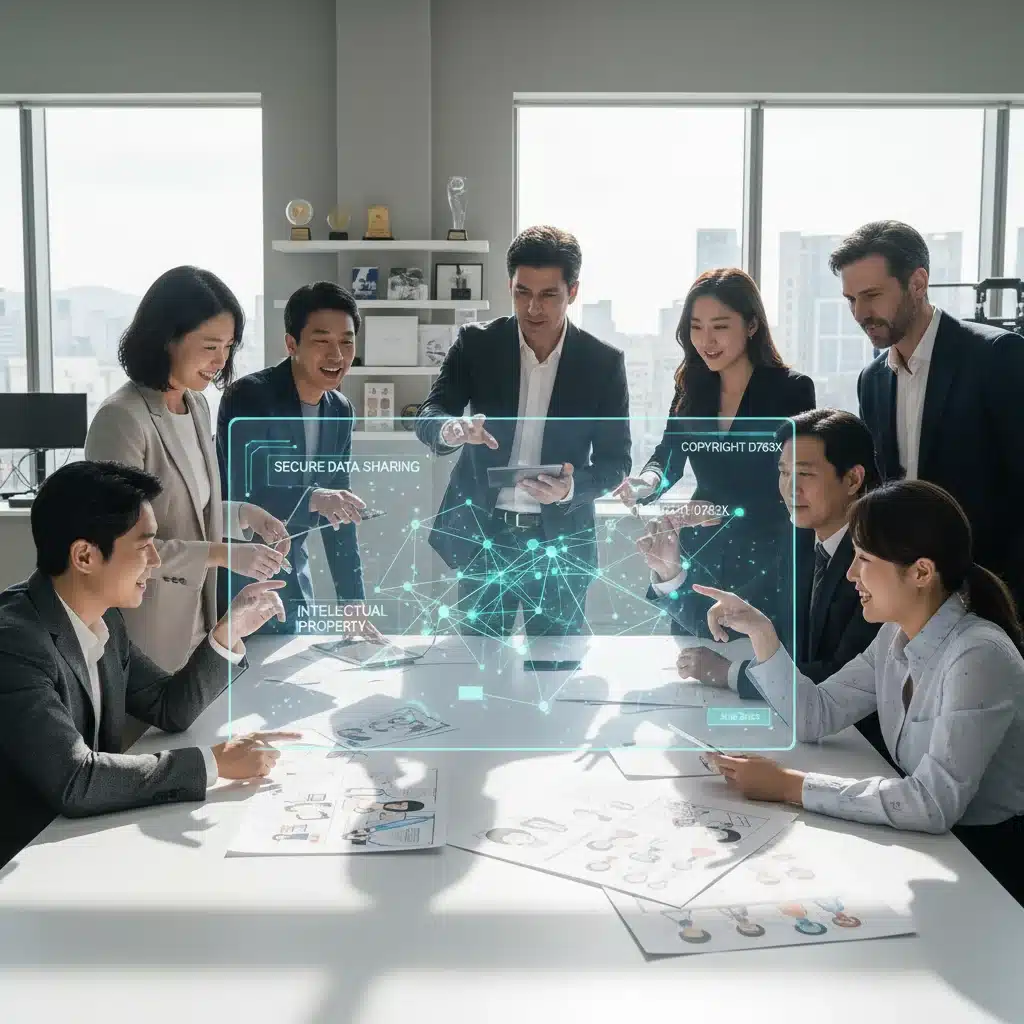 K-drama creators collaborating with blockchain copyright transparency
