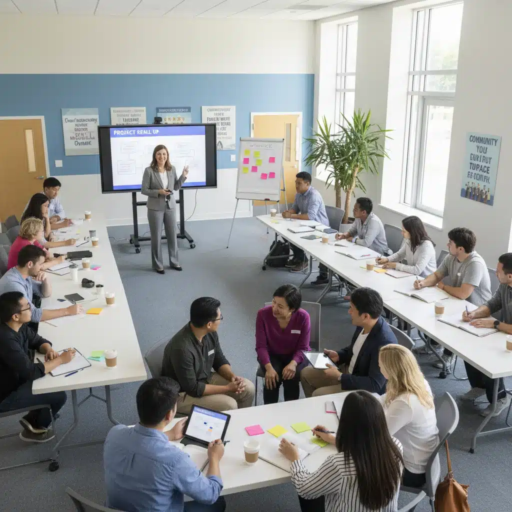 Volunteers actively participating in a training session, learning and collaborating.