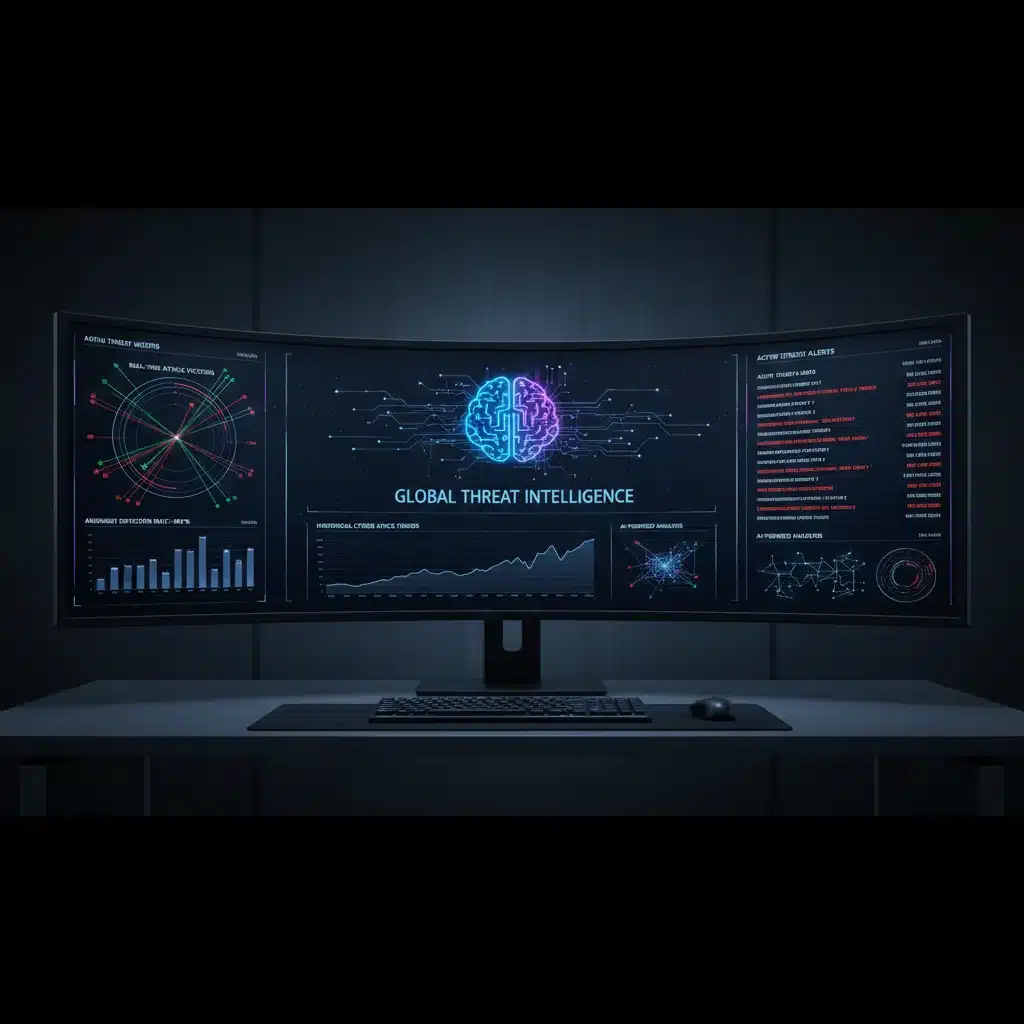 AI cybersecurity dashboard with real-time threat detection