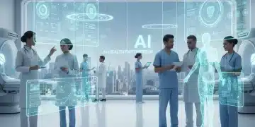AI integrated healthcare system with doctors analyzing data