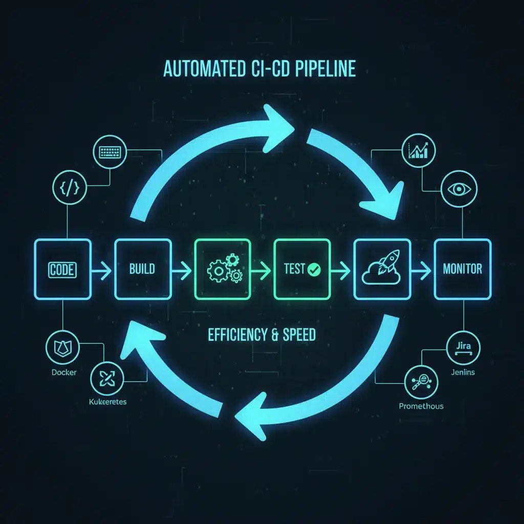 Diagram of an automated CI/CD pipeline in action