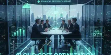 Futuristic cloud cost optimization dashboard with financial data for businesses