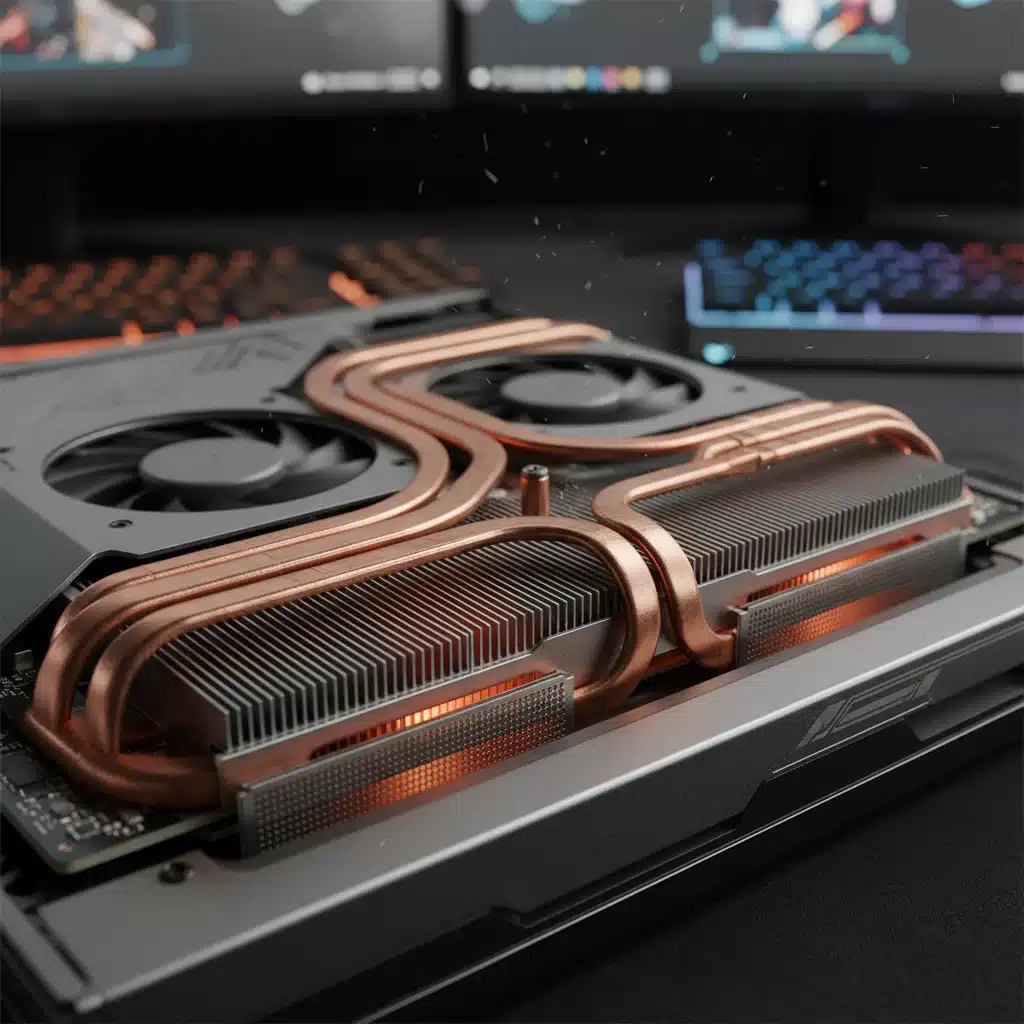 Close-up of gaming laptop cooling system with illuminated vents and heat pipes.