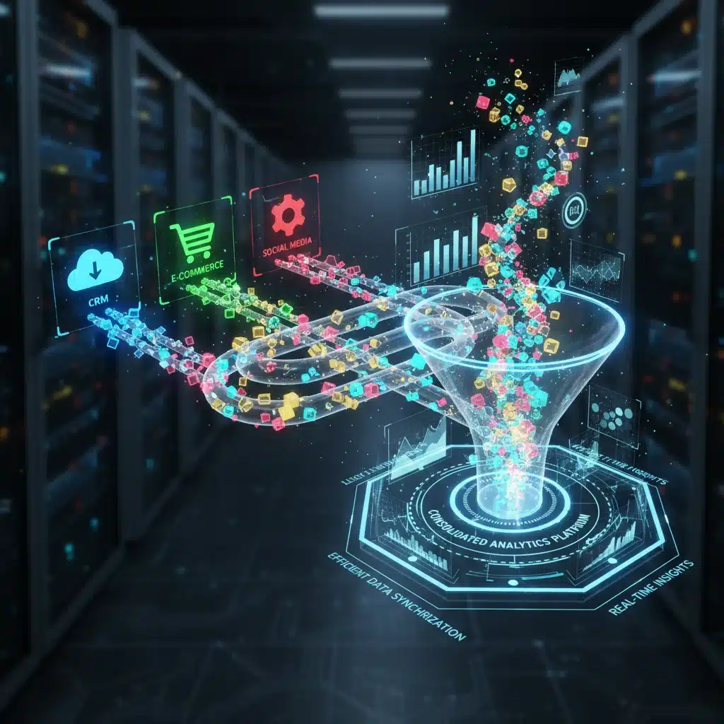 Data synchronization and real-time analytics from integrated SaaS.